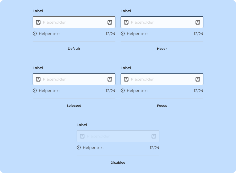 Variações de estado do componente Text Field
